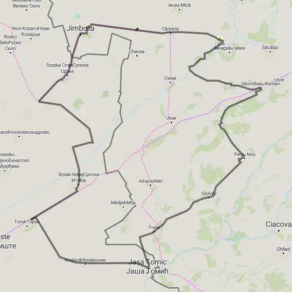 Map miniature of "Scenic Cycling Tour in Vojvodina" cycling inspiration in Autonomous Province of Vojvodina, Serbia. Generated by Tarmacs.app cycling route planner