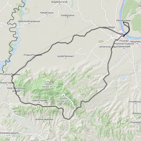 Map miniature of "The Jevremovac Adventure" cycling inspiration in Autonomous Province of Vojvodina, Serbia. Generated by Tarmacs.app cycling route planner