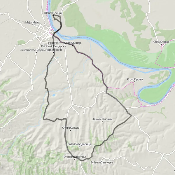 Map miniature of "Discover the Charm of Vojvodina Countryside" cycling inspiration in Autonomous Province of Vojvodina, Serbia. Generated by Tarmacs.app cycling route planner