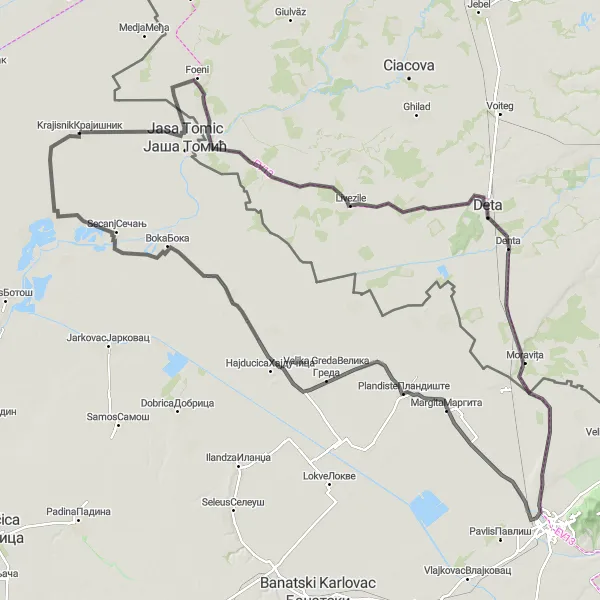 Map miniature of "Krajisnik-Sutjeska Epic Ride" cycling inspiration in Autonomous Province of Vojvodina, Serbia. Generated by Tarmacs.app cycling route planner