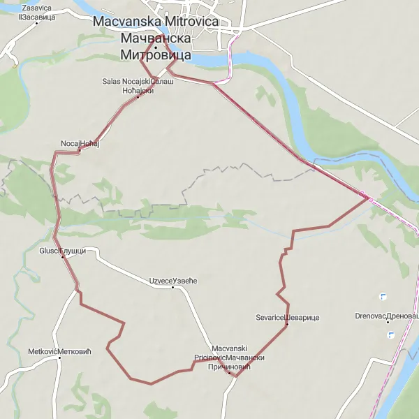 Map miniature of "Exploring Gravel Trails near Žitni Trg" cycling inspiration in Autonomous Province of Vojvodina, Serbia. Generated by Tarmacs.app cycling route planner