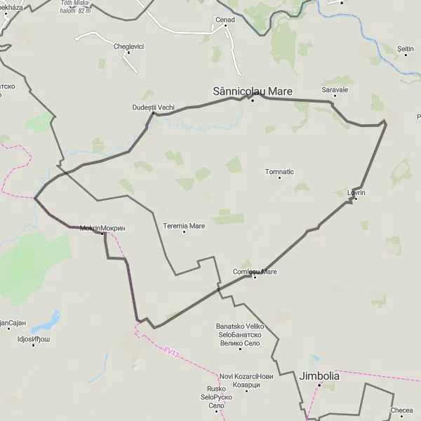 Map miniature of "Cycling adventure through contrasting landscapes" cycling inspiration in Autonomous Province of Vojvodina, Serbia. Generated by Tarmacs.app cycling route planner