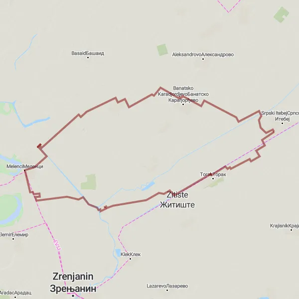Map miniature of "Gravel Escape to Rural Vojvodina" cycling inspiration in Autonomous Province of Vojvodina, Serbia. Generated by Tarmacs.app cycling route planner