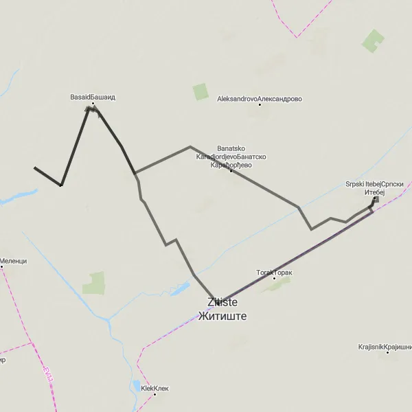 Map miniature of "Architectural Landmarks" cycling inspiration in Autonomous Province of Vojvodina, Serbia. Generated by Tarmacs.app cycling route planner
