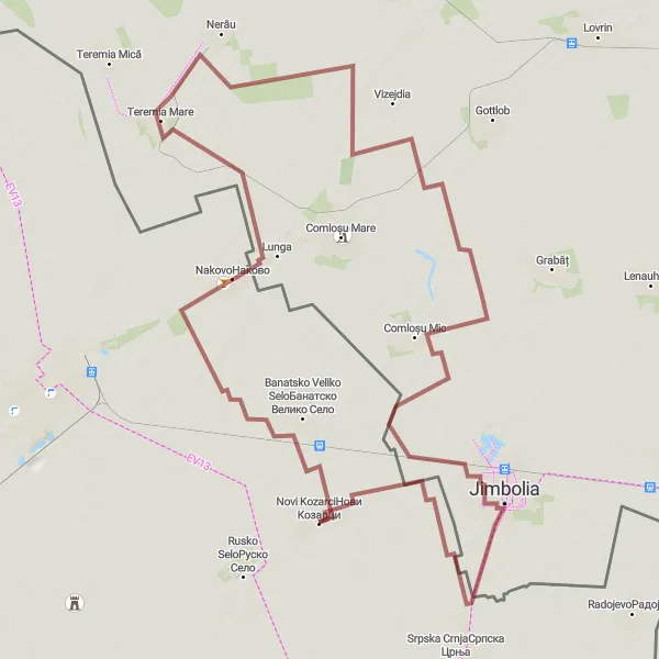 Map miniature of "Explore the Hidden Trails" cycling inspiration in Autonomous Province of Vojvodina, Serbia. Generated by Tarmacs.app cycling route planner