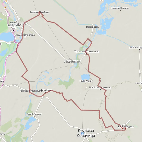 Map miniature of "Idvor Expedition" cycling inspiration in Autonomous Province of Vojvodina, Serbia. Generated by Tarmacs.app cycling route planner