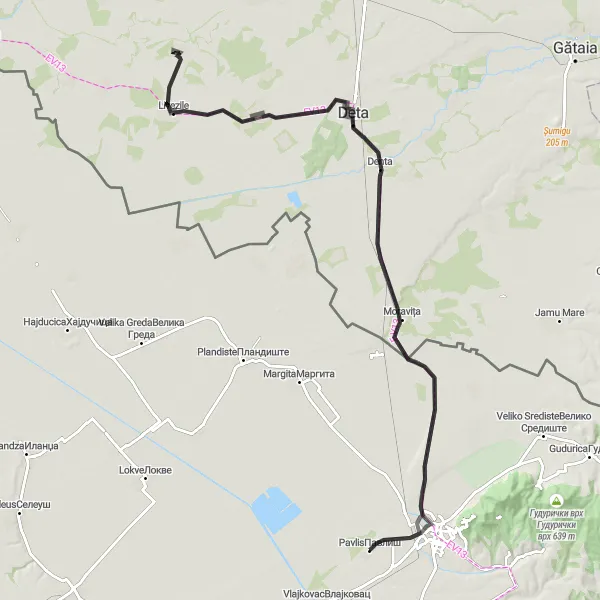 Map miniature of "Discover Bansko Jazero" cycling inspiration in Autonomous Province of Vojvodina, Serbia. Generated by Tarmacs.app cycling route planner