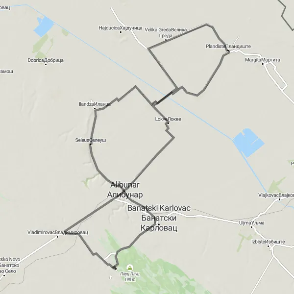 Map miniature of "Historical Trail Adventure" cycling inspiration in Autonomous Province of Vojvodina, Serbia. Generated by Tarmacs.app cycling route planner