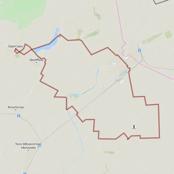 Map miniature of "The Serene Route" cycling inspiration in Autonomous Province of Vojvodina, Serbia. Generated by Tarmacs.app cycling route planner