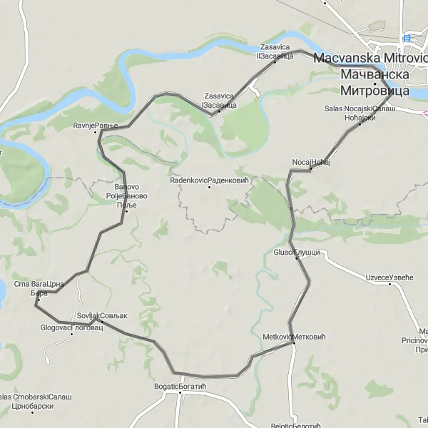 Map miniature of "Pavlovci Loop" cycling inspiration in Autonomous Province of Vojvodina, Serbia. Generated by Tarmacs.app cycling route planner