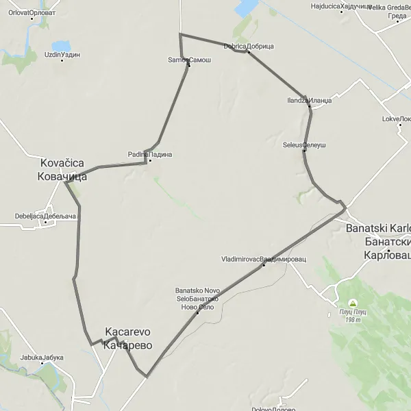 Map miniature of "Scenic Cycling Experience around Samos" cycling inspiration in Autonomous Province of Vojvodina, Serbia. Generated by Tarmacs.app cycling route planner