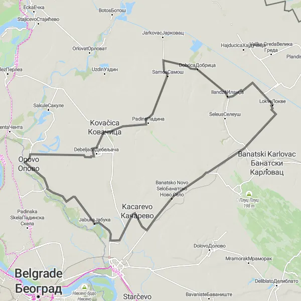 Map miniature of "Through the Heart of Vojvodina" cycling inspiration in Autonomous Province of Vojvodina, Serbia. Generated by Tarmacs.app cycling route planner