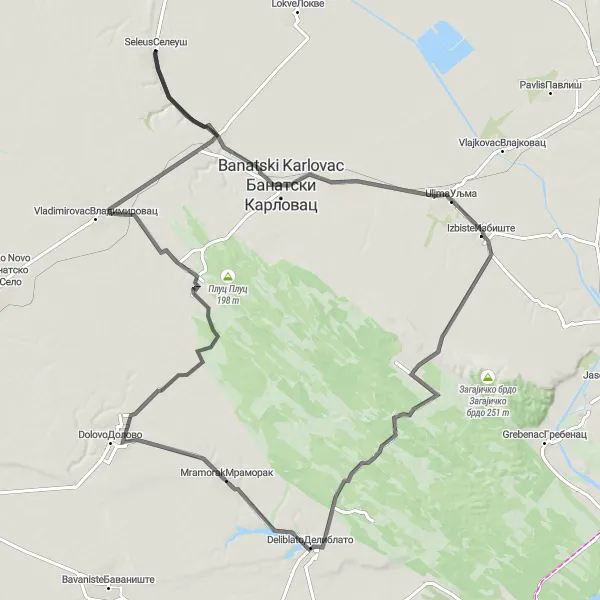 Map miniature of "Cultural Tour and Cycling Adventure in the Autonomous Province of Vojvodina" cycling inspiration in Autonomous Province of Vojvodina, Serbia. Generated by Tarmacs.app cycling route planner