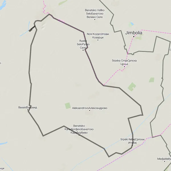 Map miniature of "Enchanting Road Loop" cycling inspiration in Autonomous Province of Vojvodina, Serbia. Generated by Tarmacs.app cycling route planner