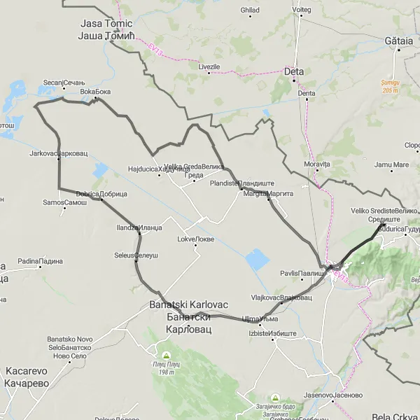 Map miniature of "The Nikolinci Challenge" cycling inspiration in Autonomous Province of Vojvodina, Serbia. Generated by Tarmacs.app cycling route planner