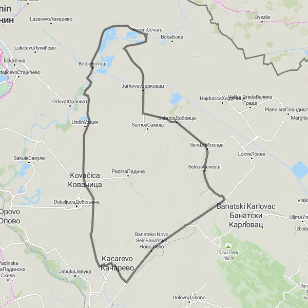 Map miniature of "Exploring the beauty of Vojvodina" cycling inspiration in Autonomous Province of Vojvodina, Serbia. Generated by Tarmacs.app cycling route planner