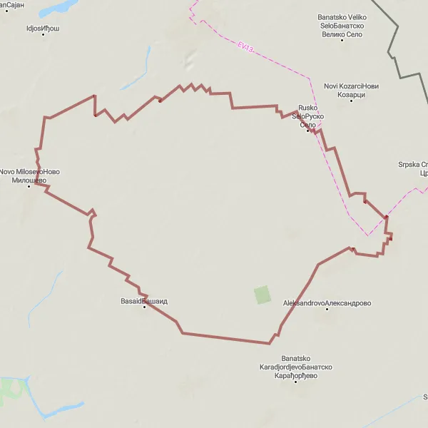 Map miniature of "Hidden Trails of Vojvodina" cycling inspiration in Autonomous Province of Vojvodina, Serbia. Generated by Tarmacs.app cycling route planner