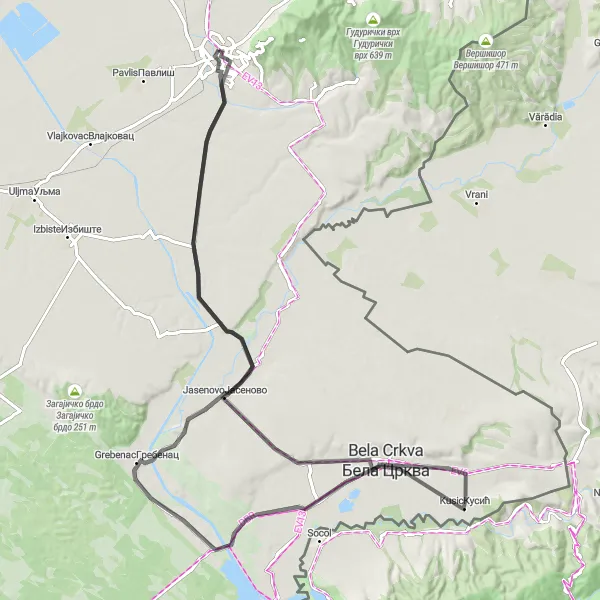 Map miniature of "Road Cycling Adventure: Straza Loop" cycling inspiration in Autonomous Province of Vojvodina, Serbia. Generated by Tarmacs.app cycling route planner