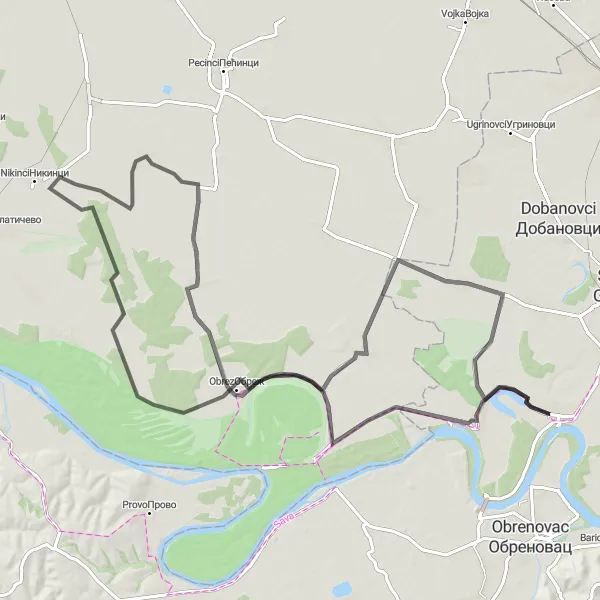 Map miniature of "Boljevci Loop" cycling inspiration in City of Belgrade, Serbia. Generated by Tarmacs.app cycling route planner