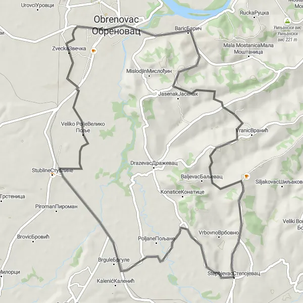 Map miniature of "Scenic Serpentine Ride" cycling inspiration in City of Belgrade, Serbia. Generated by Tarmacs.app cycling route planner