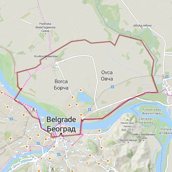 Map miniature of "The Zemun Experience" cycling inspiration in City of Belgrade, Serbia. Generated by Tarmacs.app cycling route planner