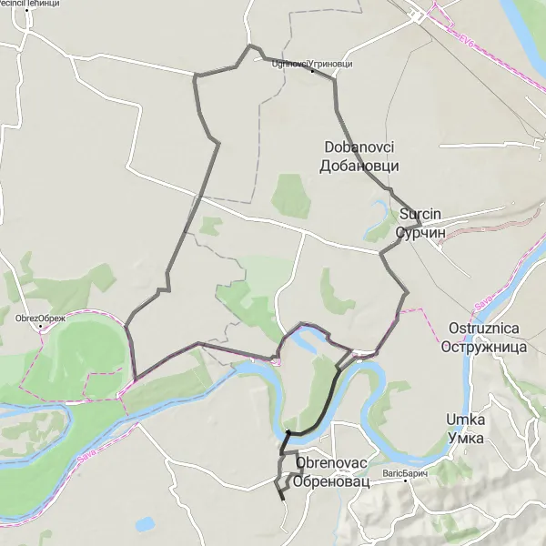 Map miniature of "Belgrade and the Western Suburbs" cycling inspiration in City of Belgrade, Serbia. Generated by Tarmacs.app cycling route planner