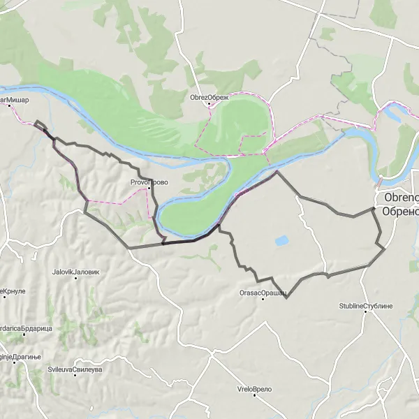Map miniature of "Dren to Novo Selo Cycling Adventure" cycling inspiration in City of Belgrade, Serbia. Generated by Tarmacs.app cycling route planner