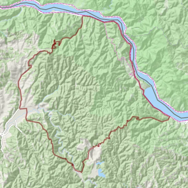 Map miniature of "Majdanpek - Majdanpek gravel route 2" cycling inspiration in Region Južne i Istočne Srbije, Serbia. Generated by Tarmacs.app cycling route planner