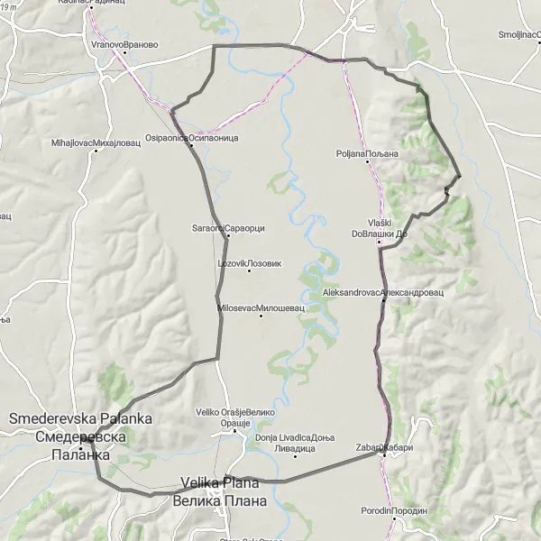 Map miniature of "The Toponica Adventure" cycling inspiration in Region Južne i Istočne Srbije, Serbia. Generated by Tarmacs.app cycling route planner