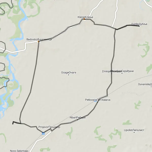 Map miniature of "Petlovaca Loop" cycling inspiration in Region Šumadije i Zapadne Srbije, Serbia. Generated by Tarmacs.app cycling route planner