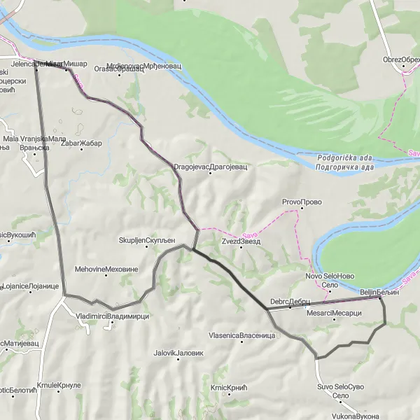 Map miniature of "Mountain Views of Serbia" cycling inspiration in Region Šumadije i Zapadne Srbije, Serbia. Generated by Tarmacs.app cycling route planner