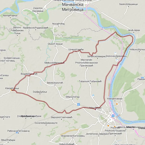 Map miniature of "Uzvece Gravel Adventure" cycling inspiration in Region Šumadije i Zapadne Srbije, Serbia. Generated by Tarmacs.app cycling route planner