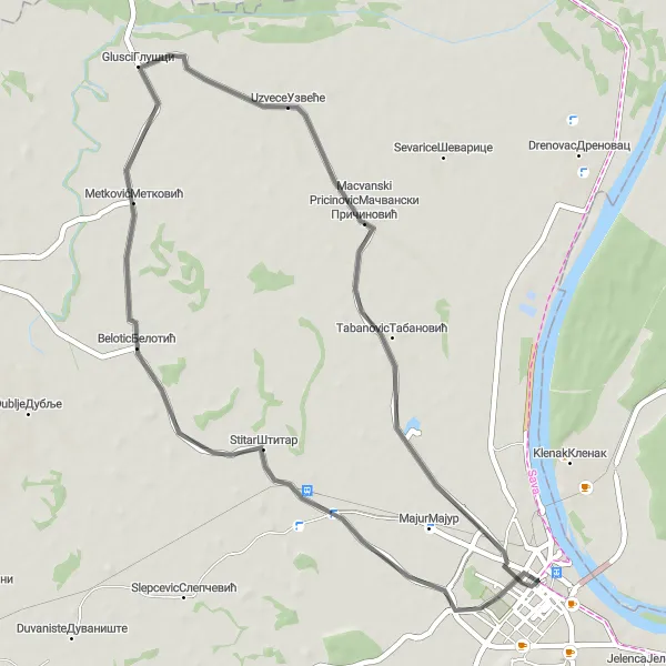 Map miniature of "Stitar Discovery" cycling inspiration in Region Šumadije i Zapadne Srbije, Serbia. Generated by Tarmacs.app cycling route planner