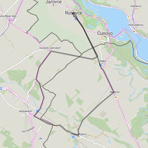 Mapa miniatúra "Road - Bezenye" cyklistická inšpirácia v Bratislavský kraj, Slovakia. Vygenerované cyklistickým plánovačom trás Tarmacs.app