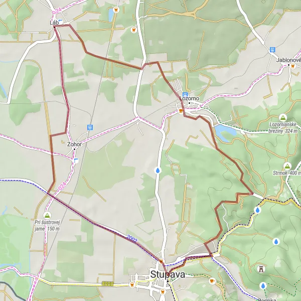 Miniatura mapy "Trasa przez Šibeničný vŕšok" - trasy rowerowej w Bratislavský kraj, Slovakia. Wygenerowane przez planer tras rowerowych Tarmacs.app