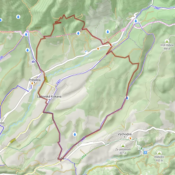 Map miniature of "Liptovská Kokava and Hybická tiesňava Loop" cycling inspiration in Stredné Slovensko, Slovakia. Generated by Tarmacs.app cycling route planner