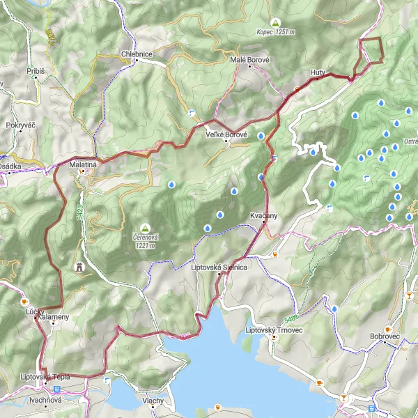 Map miniature of "Scenic Gravel Route: Lúčky Loop" cycling inspiration in Stredné Slovensko, Slovakia. Generated by Tarmacs.app cycling route planner
