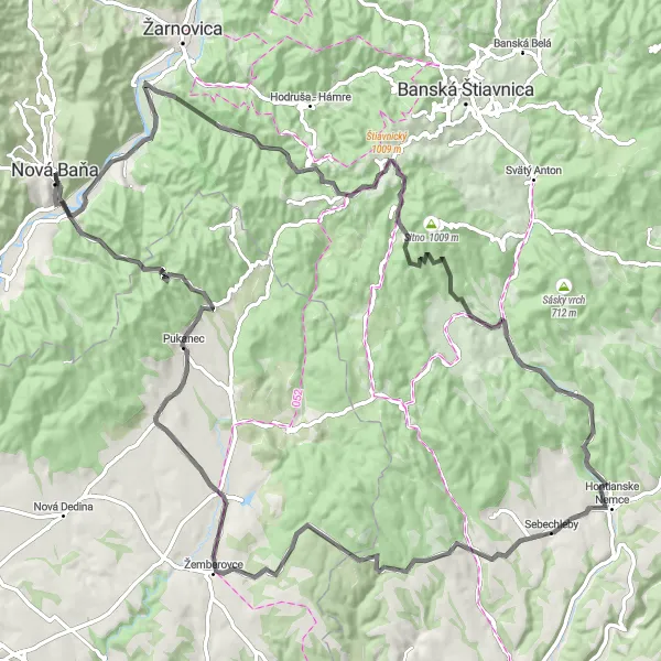 Miniaturní mapa "Okruh kolem Brehů" inspirace pro cyklisty v oblasti Stredné Slovensko, Slovakia. Vytvořeno pomocí plánovače tras Tarmacs.app