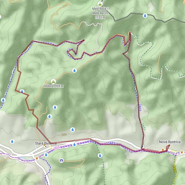 Map miniature of "Stará Bystrica Gravel Loop" cycling inspiration in Stredné Slovensko, Slovakia. Generated by Tarmacs.app cycling route planner