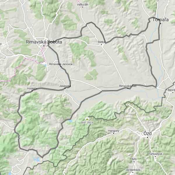 Map miniature of "The Epic Road Adventure" cycling inspiration in Stredné Slovensko, Slovakia. Generated by Tarmacs.app cycling route planner