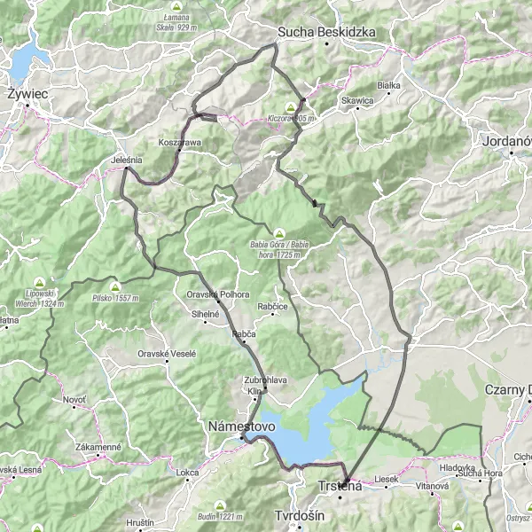 Mapa miniatúra "Trstená - Jaworówka" cyklistická inšpirácia v Stredné Slovensko, Slovakia. Vygenerované cyklistickým plánovačom trás Tarmacs.app