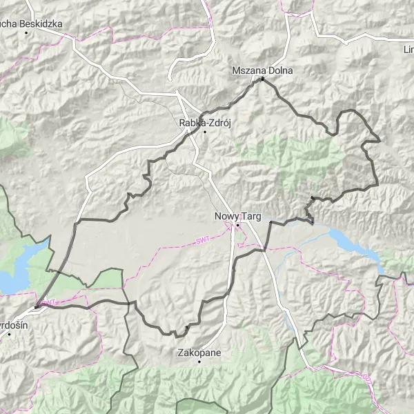 Mapa miniatúra "Trstená - Výr - Trstená" cyklistická inšpirácia v Stredné Slovensko, Slovakia. Vygenerované cyklistickým plánovačom trás Tarmacs.app