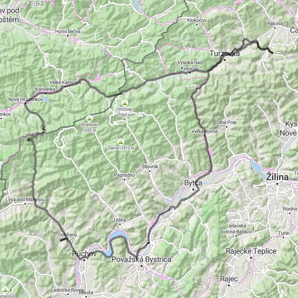 Map miniature of "Pánovská Kýčera - Lovásov Loop" cycling inspiration in Stredné Slovensko, Slovakia. Generated by Tarmacs.app cycling route planner