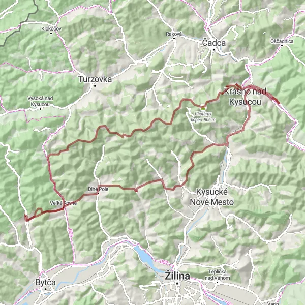 Map miniature of "Mountain Wilderness" cycling inspiration in Stredné Slovensko, Slovakia. Generated by Tarmacs.app cycling route planner