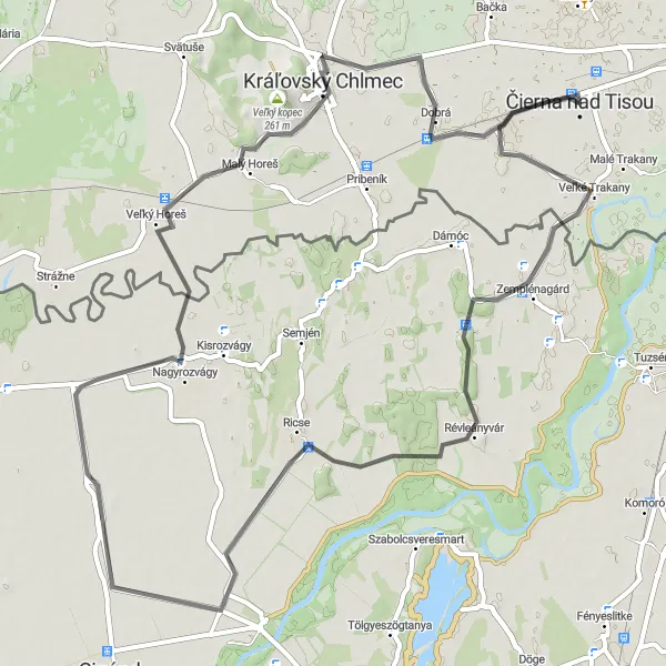 Mapa miniatúra "Cesta okolo Čiernej nad Tisou" cyklistická inšpirácia v Východné Slovensko, Slovakia. Vygenerované cyklistickým plánovačom trás Tarmacs.app