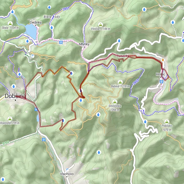 Mapa miniatúra "Gravel route Dobšiná - Ostrá - Sykavka - Suchý vrch - Dobšiná" cyklistická inšpirácia v Východné Slovensko, Slovakia. Vygenerované cyklistickým plánovačom trás Tarmacs.app