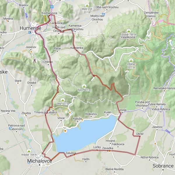 Map miniature of "Natural Wonders and Tradition" cycling inspiration in Východné Slovensko, Slovakia. Generated by Tarmacs.app cycling route planner