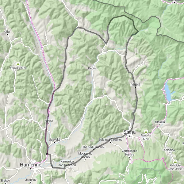 Miniatura mapy "Trasa przez Ľubiša i Osadné" - trasy rowerowej w Východné Slovensko, Slovakia. Wygenerowane przez planer tras rowerowych Tarmacs.app