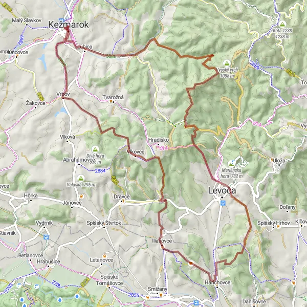 Miniatura mapy "Trasa przez malownicze tereny wschodniej Słowacji" - trasy rowerowej w Východné Slovensko, Slovakia. Wygenerowane przez planer tras rowerowych Tarmacs.app