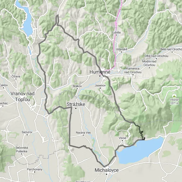 Miniatura mapy "Trasa przez wzgórza i wioski na Wschodnim Słowacji" - trasy rowerowej w Východné Slovensko, Slovakia. Wygenerowane przez planer tras rowerowych Tarmacs.app